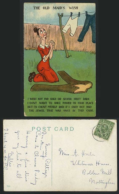 Saucy Comic Humour Old Maid S Wish 1913 Old Postcard For Sale