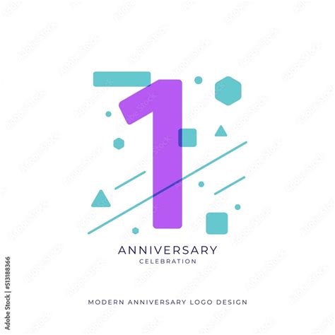 1 Year Anniversary Celebration Logo Design Template Vector Stock Vector