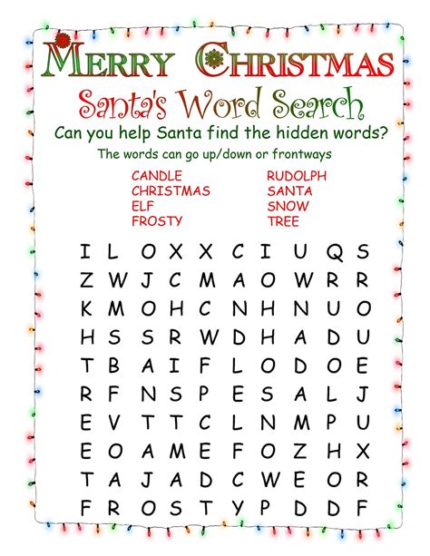 5 Fun Christmas Word Search Printable For Kids