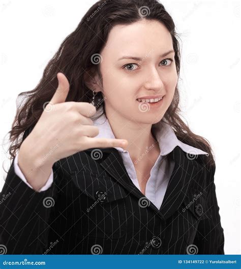 Nfident Business Woman Showing Sign Of Success Stock Photo