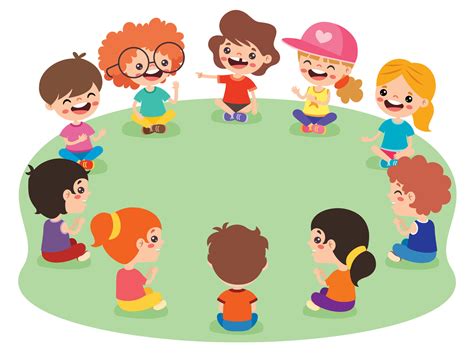 Kids Sitting In Circle And Playing 26391829 Vector Art At Vecteezy