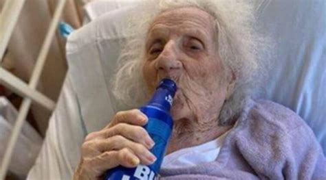 ‘feisty 103 Year Old Woman Celebrates With Beer After Beating Covid 19