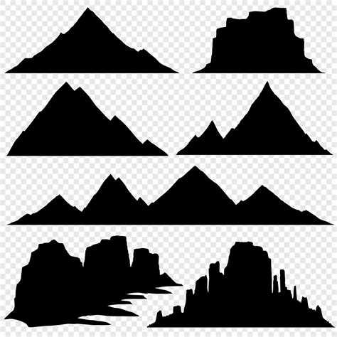 Mountain Silhouette Vector Skyline Panoramic View By Microvector