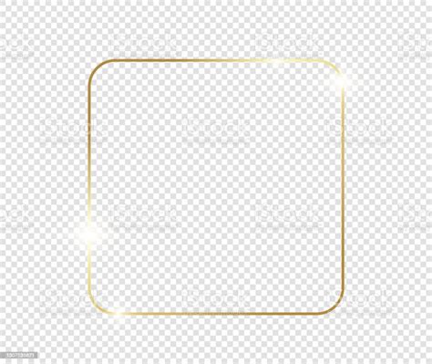 Gold Shiny Glowing Frame With Shadows Isolated On Transparent