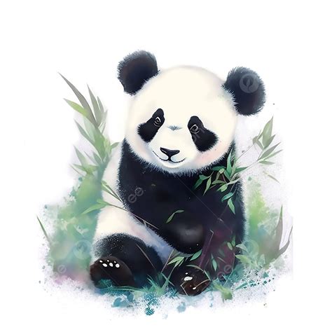 Free Cute Panda Watercolor Illustration 17340096 Png