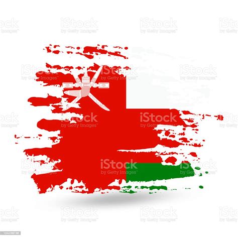 Grunge Brush Stroke With Oman National Flag Stock Illustration