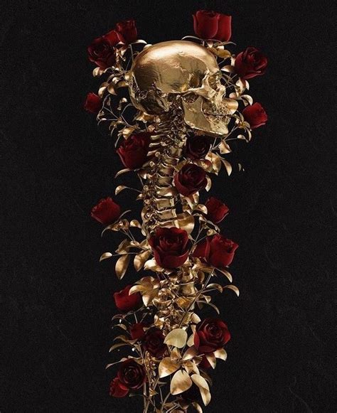 Roses Have Thorns 🥀 Vyena Gold Aesthetic Skull Art Flower Aesthetic