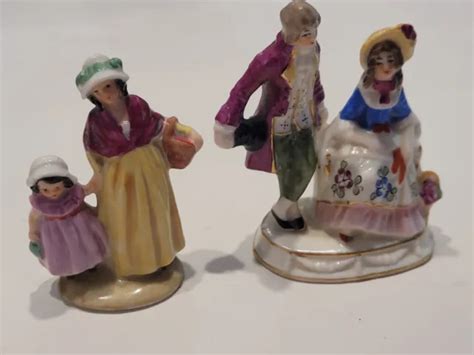 2 Vintage Miniature Porcelain German Figurines Sitzendorf Germany 2