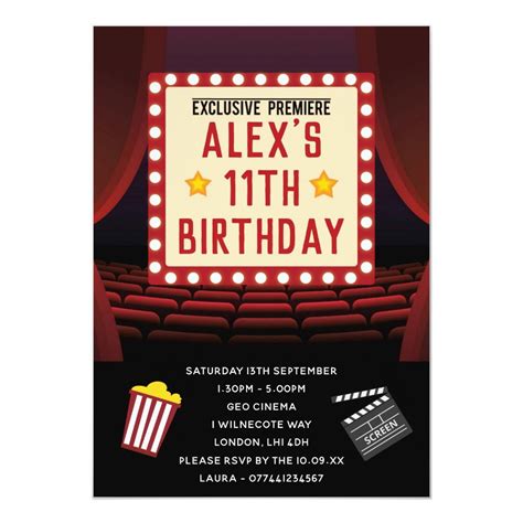 Cinema Party Birthday Invitations In 2021 Cinema Party