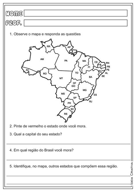 Geografia Mapa Do Brasil Com Atividades Cantinho Das Atividades Images