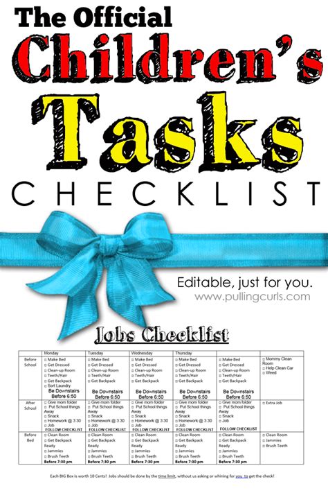 Childrens Daily Task Checklist