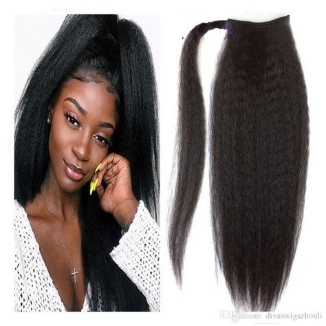 Kinky Straight Hair Ponytails Clip In Long Straight Hairpieces