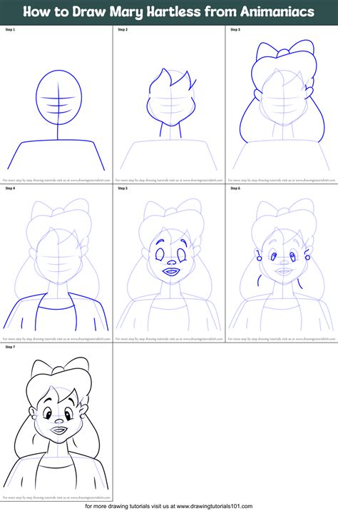 How To Draw Mary Hartless From Animaniacs Printable Step By Step Drawing Sheet