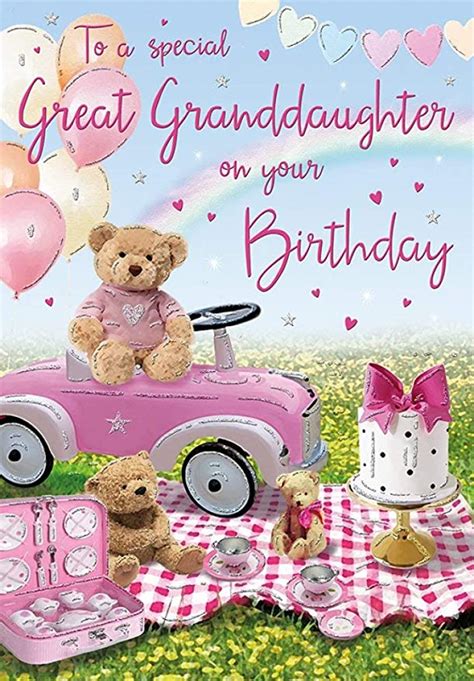 Birthday Card Great Granddaughter X Inches Regal Publishing Pink Brown Green Blue White