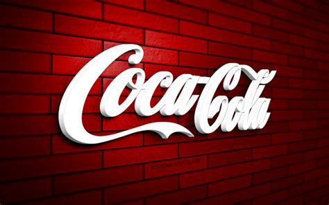 Download Wallpapers Coca Cola 3d Logo 4k Red Brickwall Creative