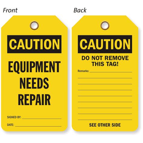 Defective Equipment Tags Safety Lockout Tags