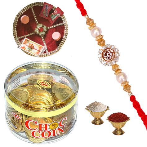 Buy Online Pearls And Stones Designer Rakhi Pooja Thali 1 Rakhi Roli