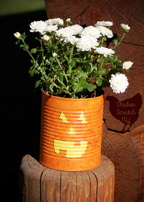 Tin Can Jack O Lantern Planters With Decoart Chicken Scratch Ny