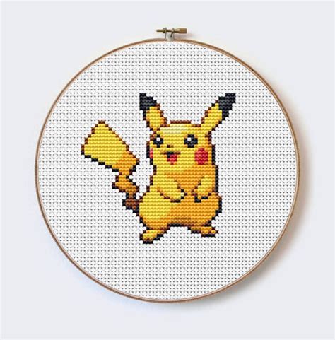 Pikachu Pokemon Modern Cross Stitch Cute Little Cartoon Etsy