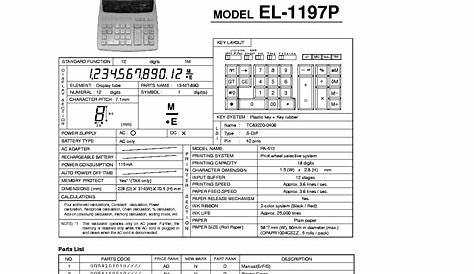 SHARP EL-1197P Service Manual download, schematics, eeprom, repair info