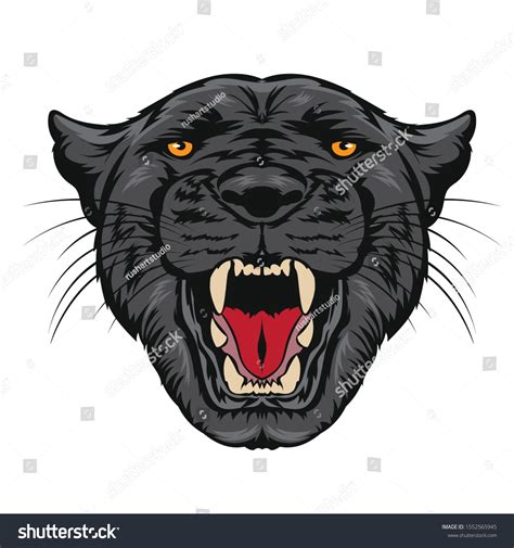 Angry Panther Face Vector Illustration Retro Stock Vector Royalty Free