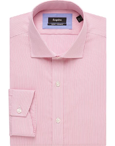 Esquire Pink Stripe Slim Fit Dress Shirt Mens Sale Mens Wearhouse