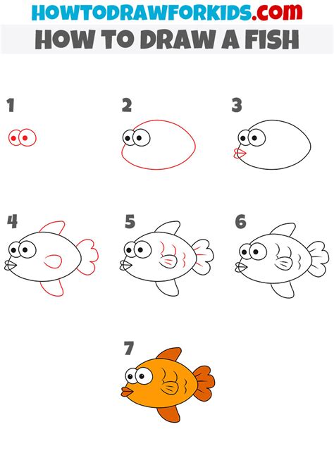 How To Draw A Cartoon Fish 8 Steps Fish Drawing Easy