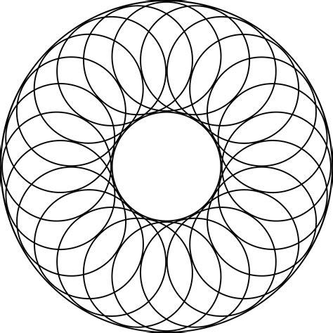 24 Overlapping Circles About A Center Circle And Inside A Larger Circle