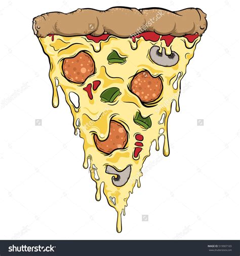 Pizza Slice Dripping Cheese Toppings Stock Vector Royalty Free 519907165 Shutterstock