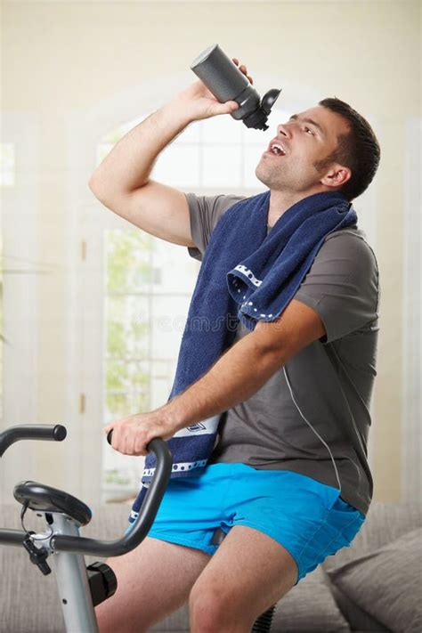 Man Drinking Water During Exercise Stock Photo Image Of Leisure