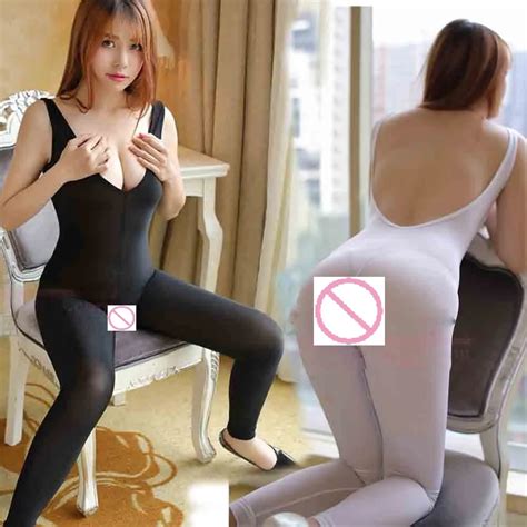 Buy Sexy See Through Ice Silk Zipper Open Crotch Bodysuit Backless Moniki Japan