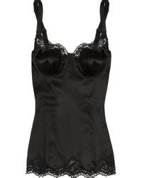 Dolce Gabbana Lace Trimmed Stretch Silk Satin Camisole In Black Lyst