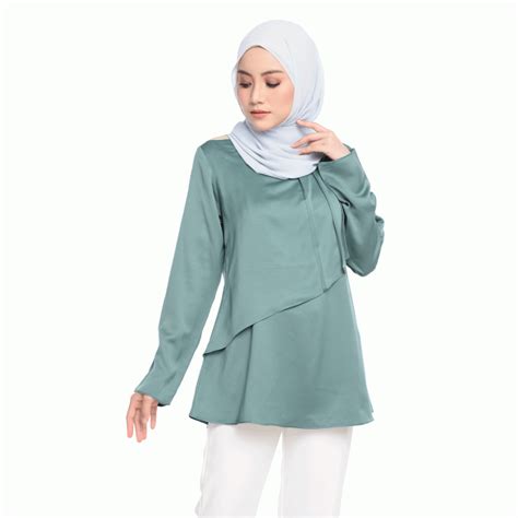 adelia nursing blouse teal qb115i aqeela muslimah wear