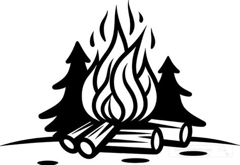 Objects Outline Clipart Logs On A Campfire Black Outline