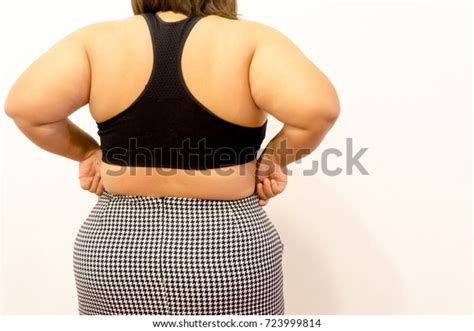 Overweight Woman Trying Fasten Her Skirt Foto Stok Shutterstock