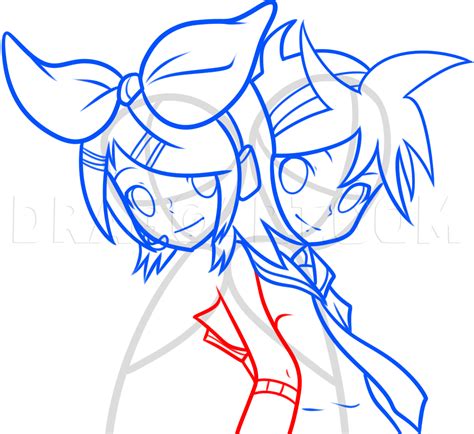 How To Draw Rin And Len Kagamine Coloring Page Trace Drawing