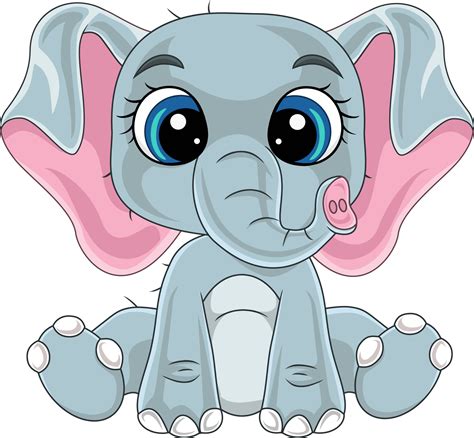 Cartoon Cute Baby Elephant Sitting 5332372 Vector Art At Vecteezy