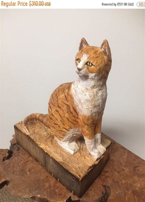 Cat Wood Carving Cat Sculpture Carving Of A Cat By Josh Carte Made