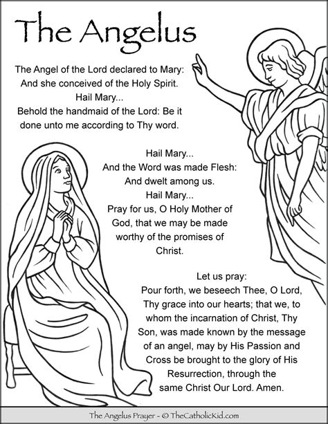 Angelus Prayer Coloring Page Thecatholickid Com Praying The Rosary Catholic Catholic
