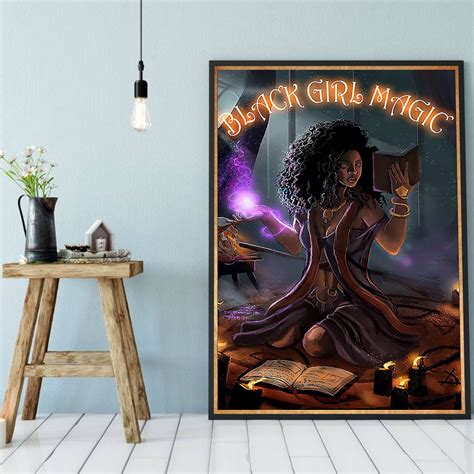Black Girl Magic Poster Black Queen Wall Art Magic Witch Art Etsy