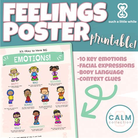 Feelings Poster Printable Identifying Emotions Pdf Such A Little While