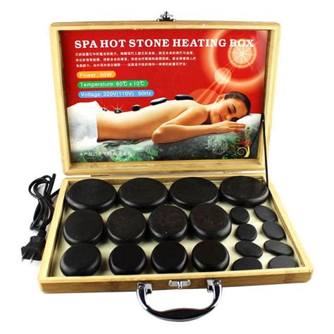 2020 Kcasa Natural Energy Hot Stone Set Massage Stone Heater Box Kit Spa Rock Basalt From