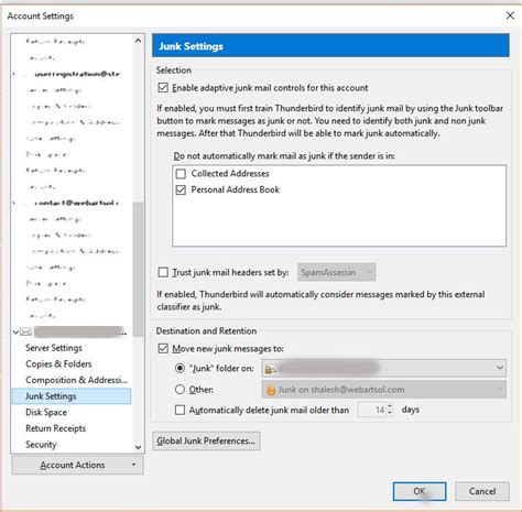 Setup Junk Folder In Firefox Thunderbird Email Client