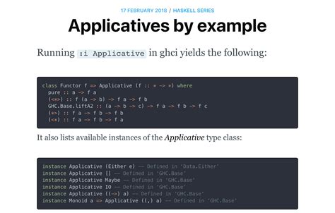 Applicatives by example
