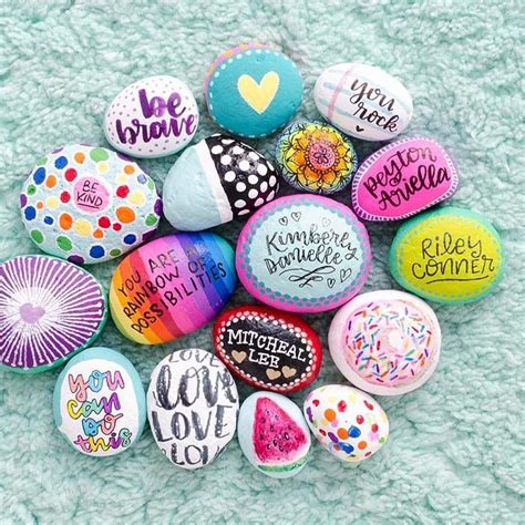 Colorful Painted Rock Quotes Rock Crafts Painted Rocks Kids Painted