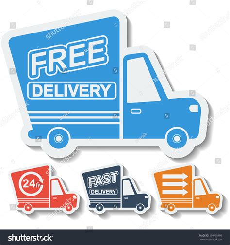 Free Delivery Fast Delivery Colorful Icons Set With Blend Shadows