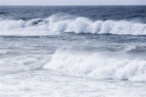 Stormy Crashing Ocean Waves During Storm In The Atlantic Ocean Stock