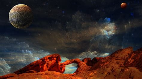 Outer Space Planets Rocks Artwork Photomanipulations