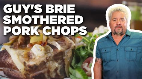 Guy Fieris Brie Smothered Pork Chops Guys Big Bite Food Network
