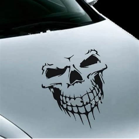 59 x 55cm car stickers skull head reflective vinyl car styling car covers accessories funny